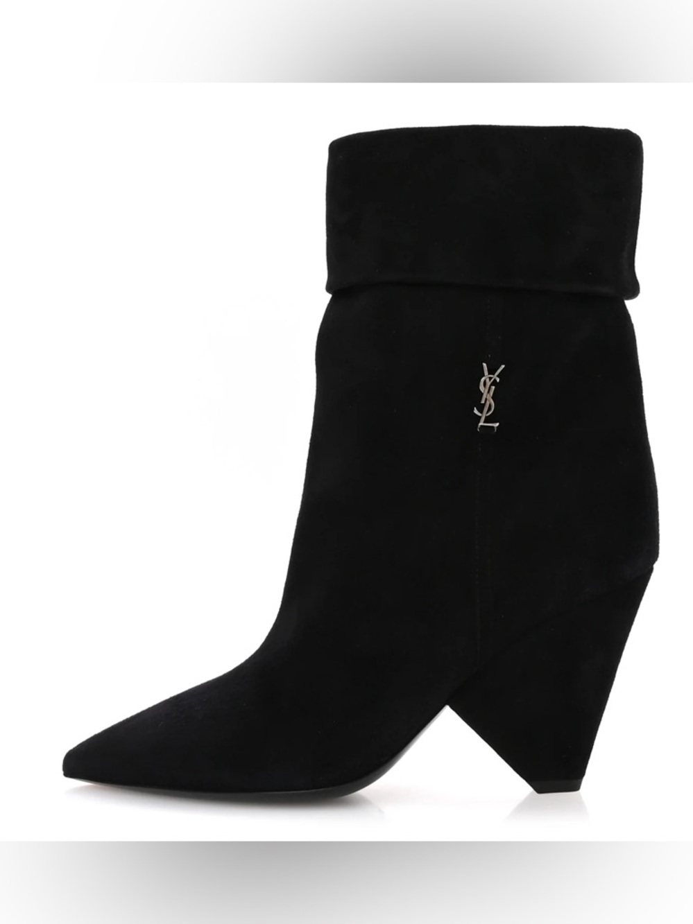 YSL SAINT LAURENT Kid Scamosciato Niki 85 Wedge Booties 39 Black